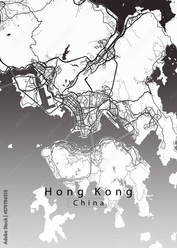 Obraz premium Hong Kong China City Map