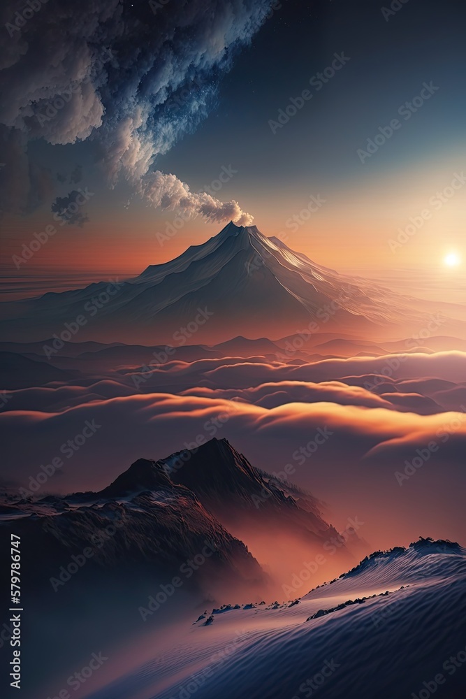sunset over the mountains Generative Ai