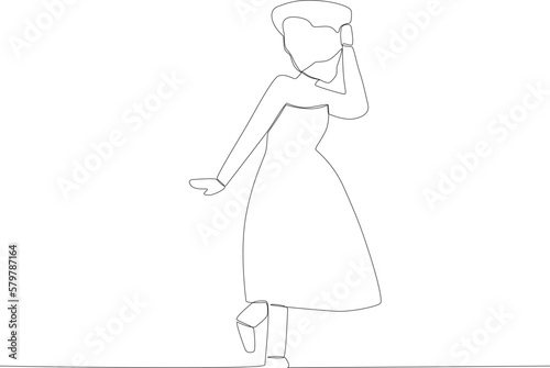 A woman doing a beautiful dance pattern. Africa day one line drawing