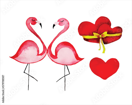 Cute flamingo watercolour clipart