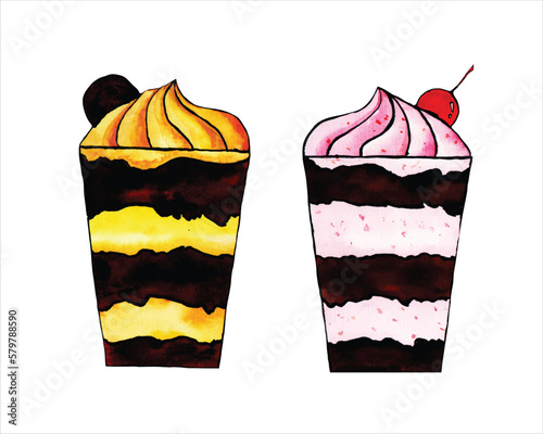 Cute jar cake watercolour clipart