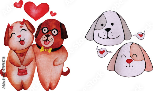 Cute dog watercolour clipart