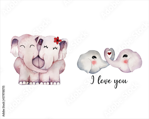 Cute elephant watercolour clipart