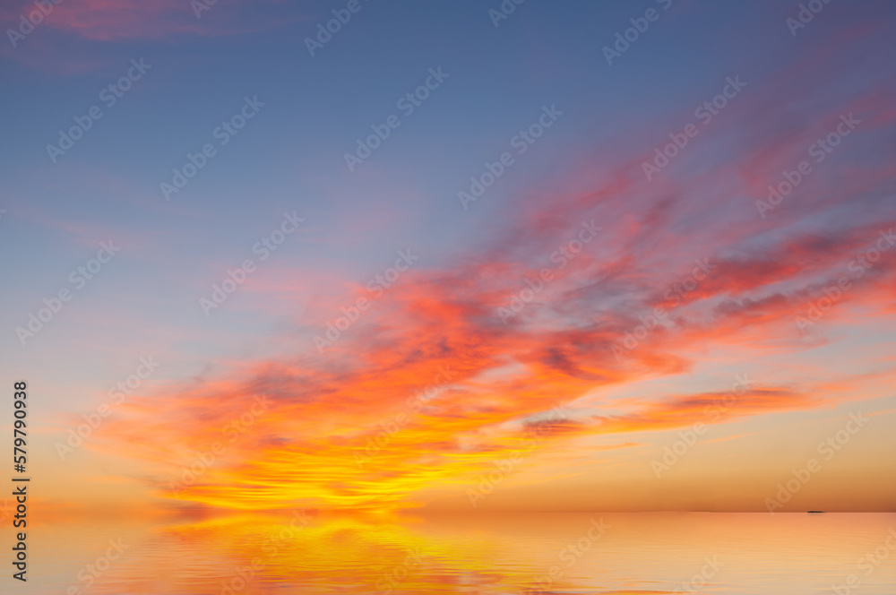 orange mystic sunset on the  sea