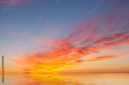 orange mystic sunset on the sea