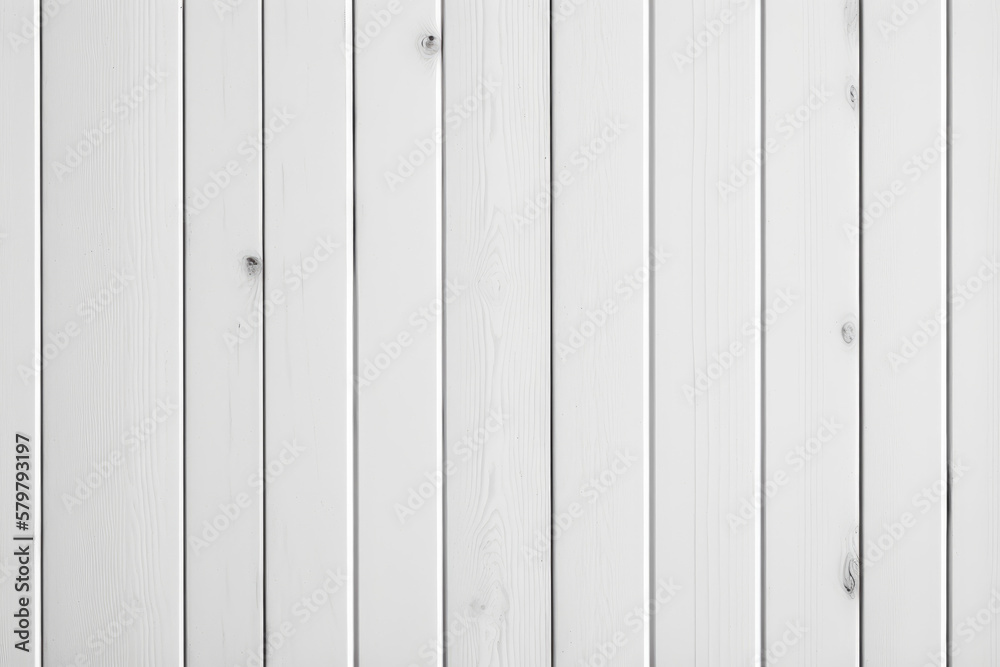 White wooden boards with texture as background. Generative AI.