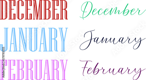 card with winter month december january february