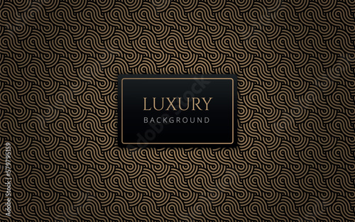 Luxury abstract black and gold infinity symbol pattern. Formal premium background template useful for invitation design, gift card, voucher, gift coupon, VIP invitation. Elegant geometric backdrop.