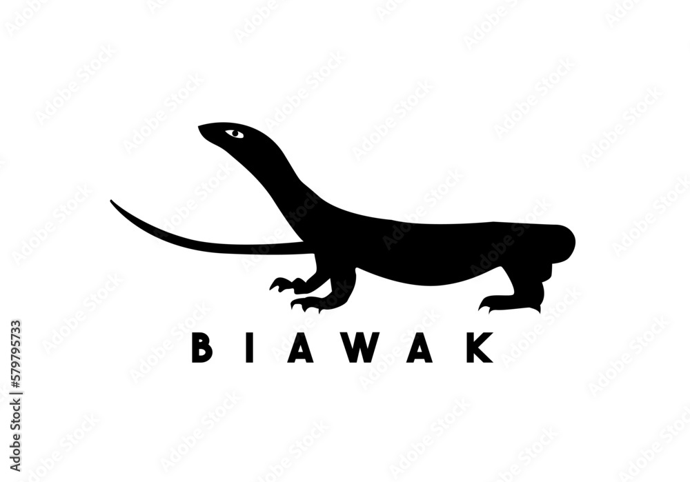 Silhouette of a lizard on a white background. Vector illustration