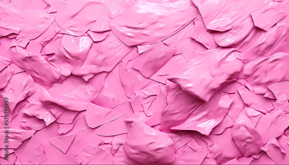 pink crumpled glossy rubber wallpaper, created with generative ai