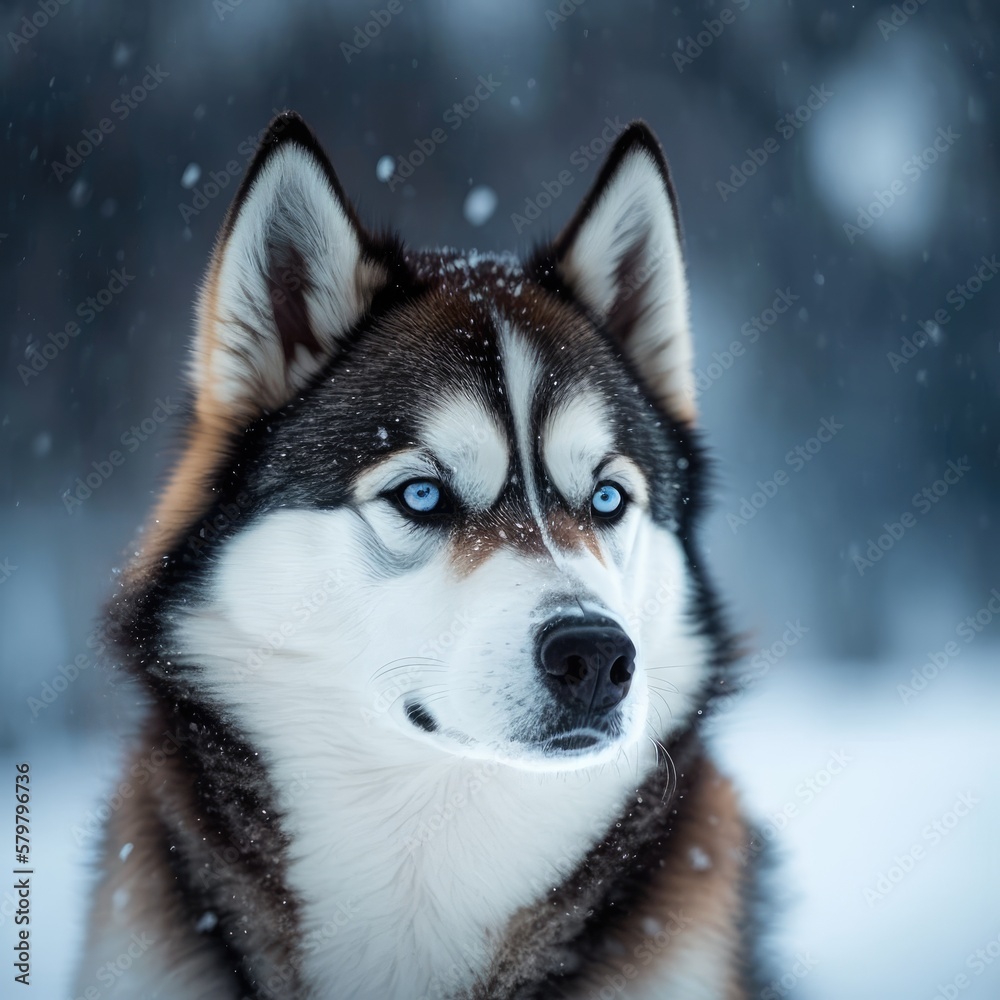 Fictional representations of Siberian husky in high quality, photo style, generative AI Fictional representations of Siberian husky in high quality, photo style, generative AI