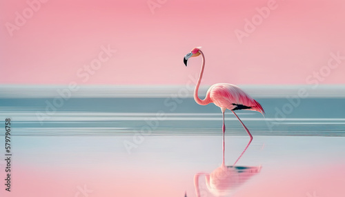 Flamingo in water  Generative AI