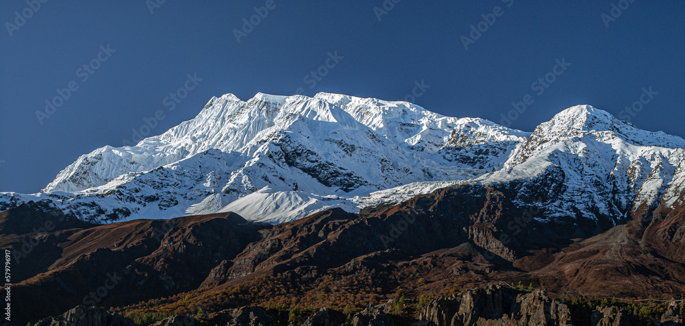 Annapurna III, 7,555 m,  a mountain in the Annapurna mountain range in north-central Nepal, Nepal Himalayas, Nepal