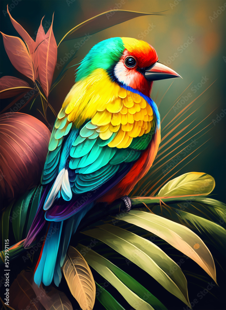 Obraz premium Colorful tropical bird. Generative AI. 