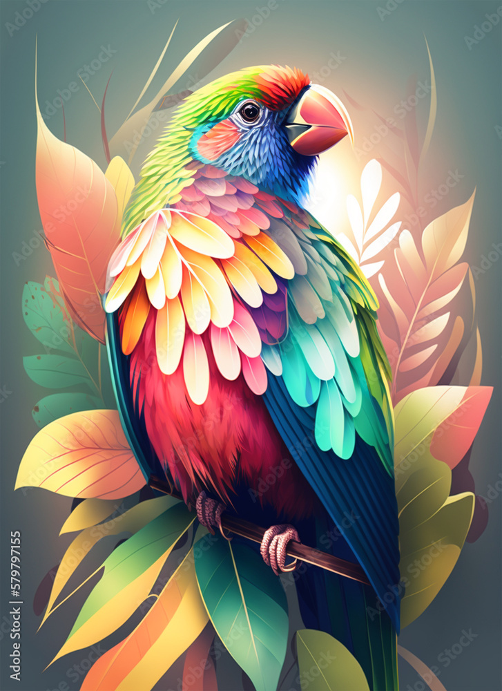 Obraz premium Colorful tropical bird. Generative AI. 