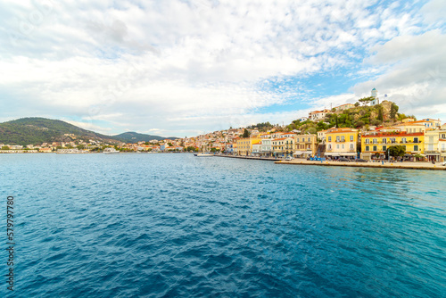 Fototapeta Naklejka Na Ścianę i Meble -  View of the seaside town of Poros, on the Saronic island of Poros, Greece.