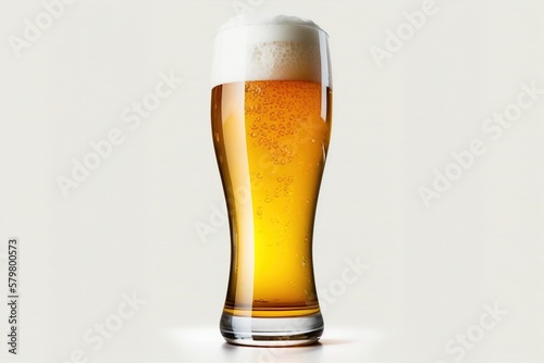 Beer mug on a white background with foam. Isolated object.