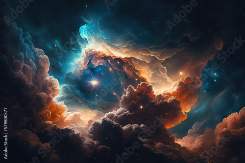 Galaxy, supernova, infinite universe wallpaper. AI 