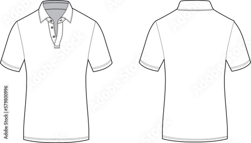 Polo t-shirt fashion flat sketch