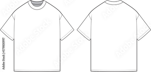 Oversize t-shirt fashion flat sketch