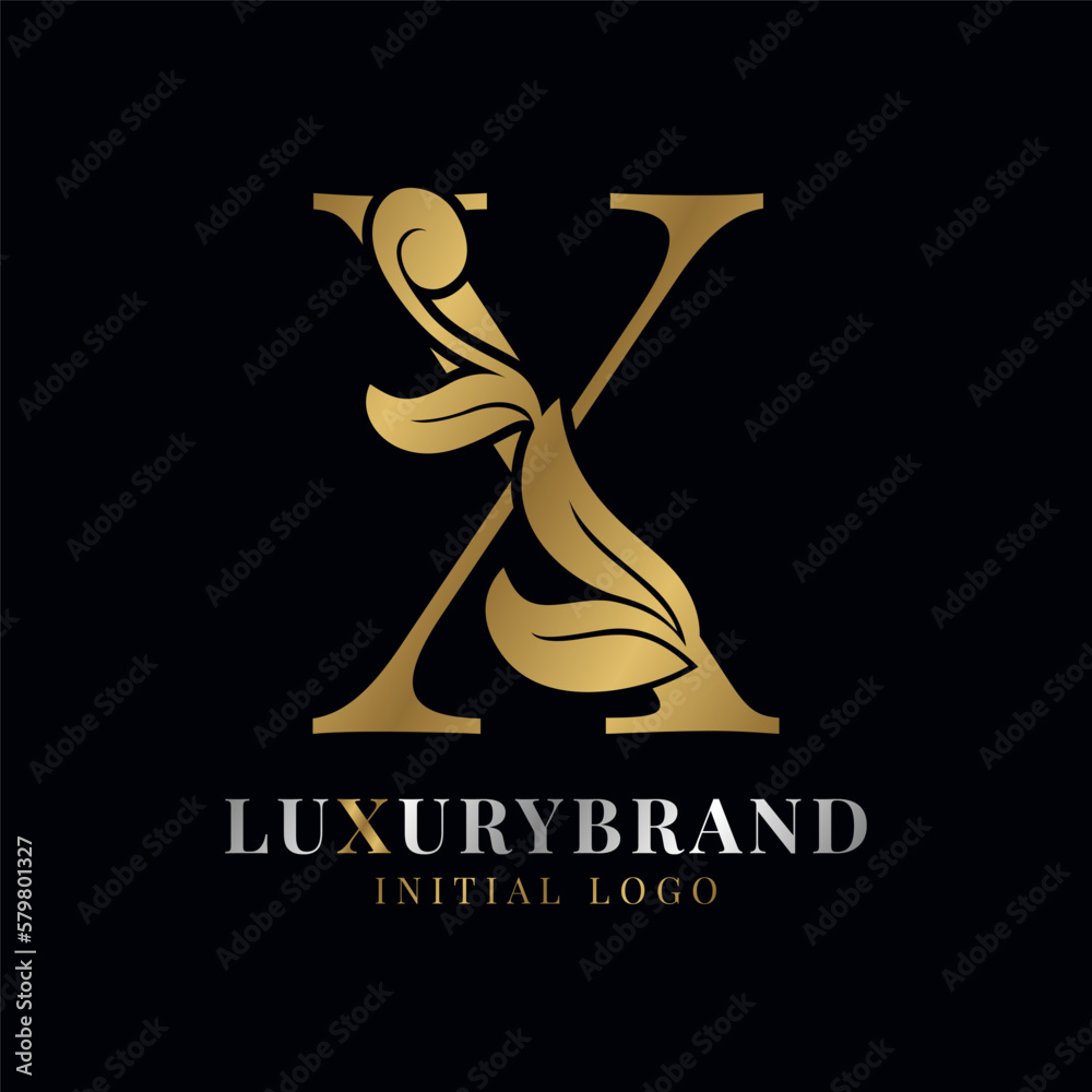 elegant letter X floral initial vector logo design element