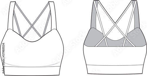 Sport bra fashion flat sketch