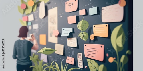 sitcky notes wall. Created with generative Ai technology