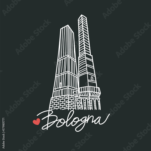 Bologna hand drawn logo line art