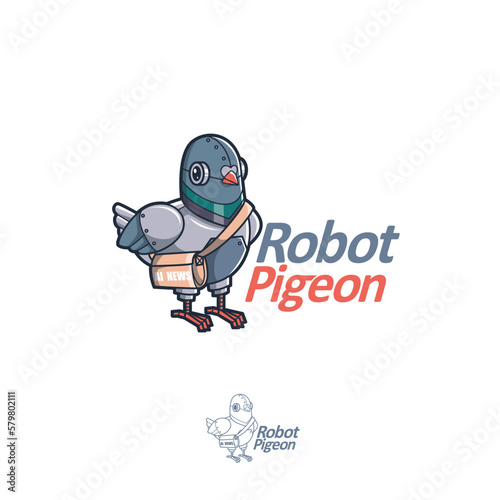 Pigeon robot logo mascot