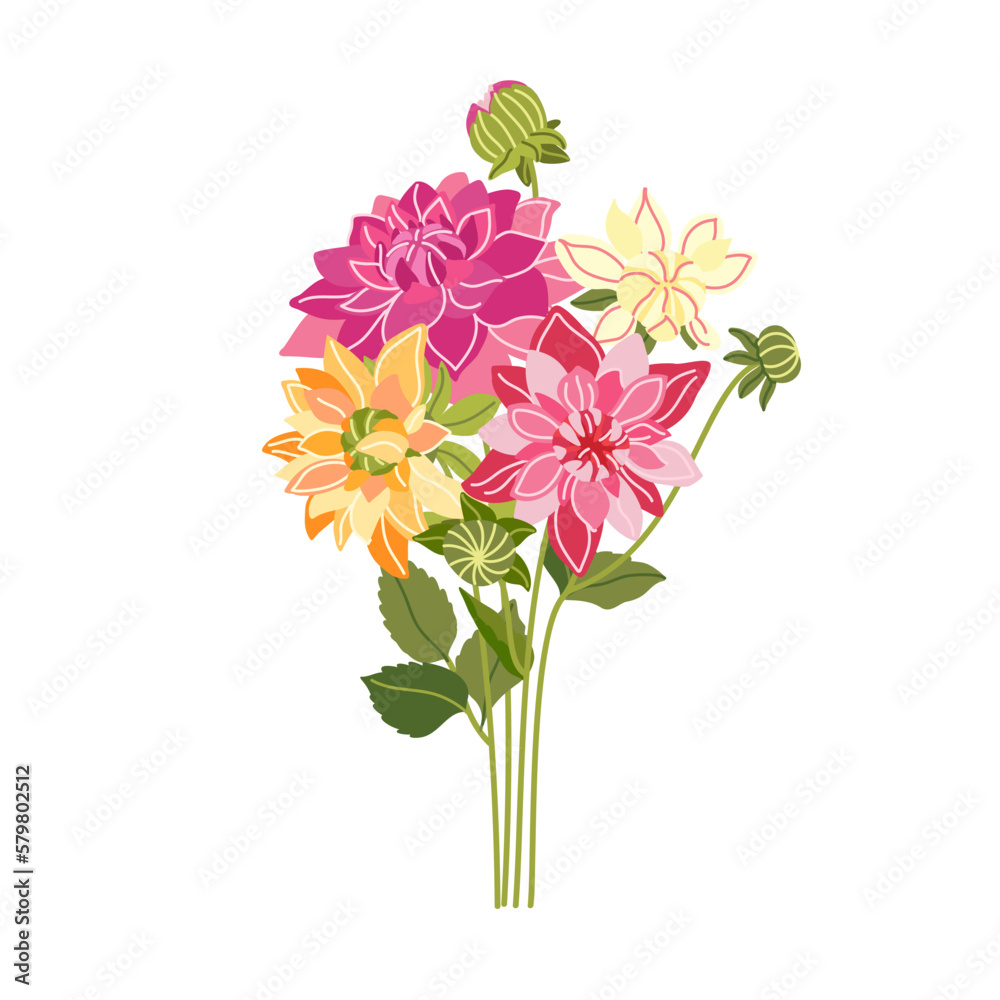 Vector design of colorful vintage flower bouquet for invitation and greeting card design