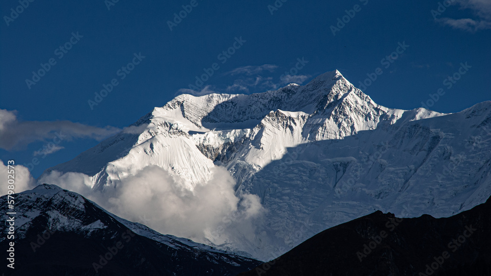 View of Annapurna II mountain, the eastern anchor of Annapurna mountain massif located in north-central Nepal, Nepal Himalayas, Nepal