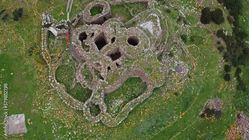aerial view of the nuraghe di seruci, gonnesa, south sardinia
