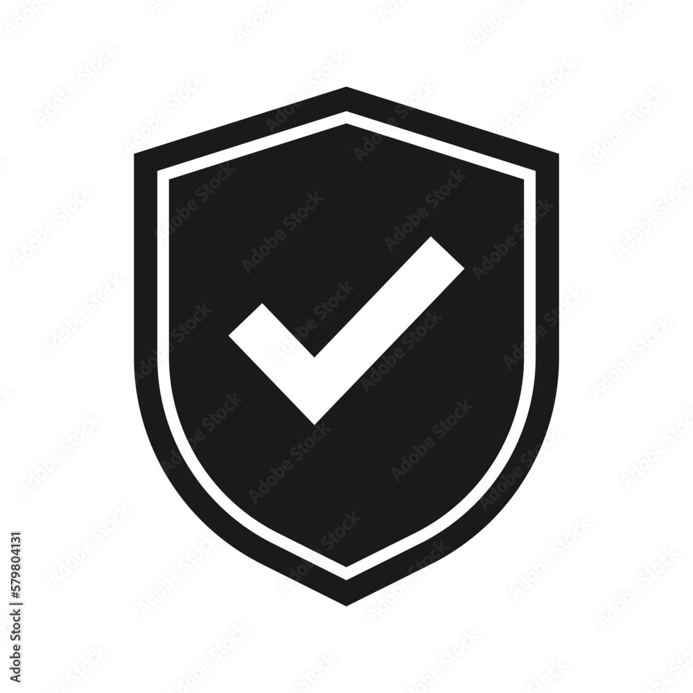 Shield icon with a checkmark in the middle. Protection symbol concept Shield icon with a checkmark in the middle. Protection symbol concept