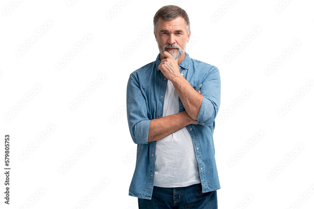 Portrait of smiling mature man standing on transparent background Portrait of smiling mature man standing on transparent background