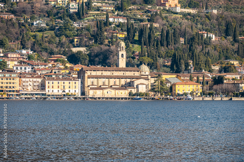 Landscape of the lakeside of Salò with the beautiful Duomo