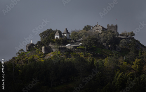 Winter Sunlight during a Raining Weather Day over the "Lanhoso" Castle in "Pilar" Mountain, Povoa de Lanhoso, Portugal.