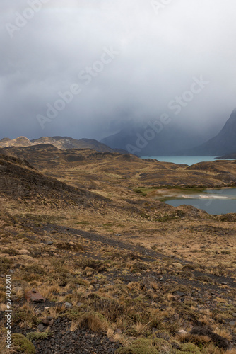 Misty morning in Torres del Paine National Park, Chile, South America