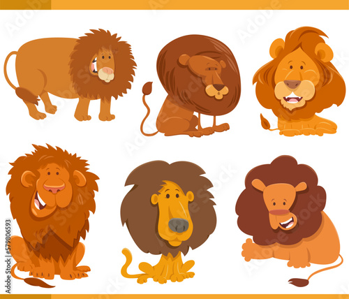 Wallpaper Mural funny cartoon lions wild animals species characters set Torontodigital.ca