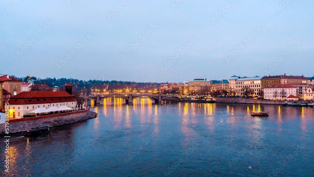 Cityscape of Prague at sunset, Czech Republic