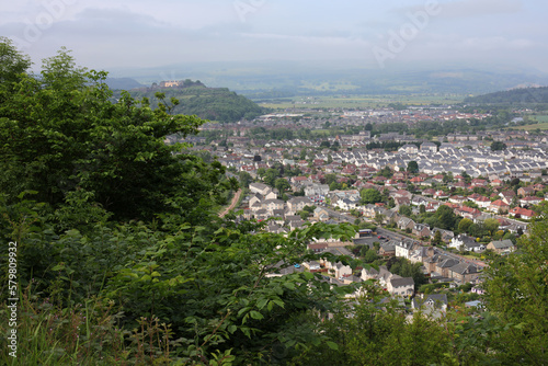 Fototapeta Naklejka Na Ścianę i Meble -  View of city of Stirling from Abbey Craig hilltop - Stirlingshire - Scotland - UK
