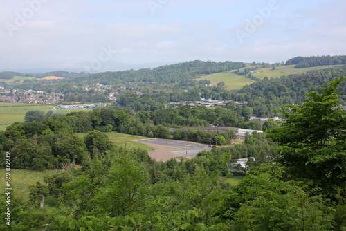 View of city of Stirling from Abbey Craig hilltop - Stirlingshire - Scotland - UK
