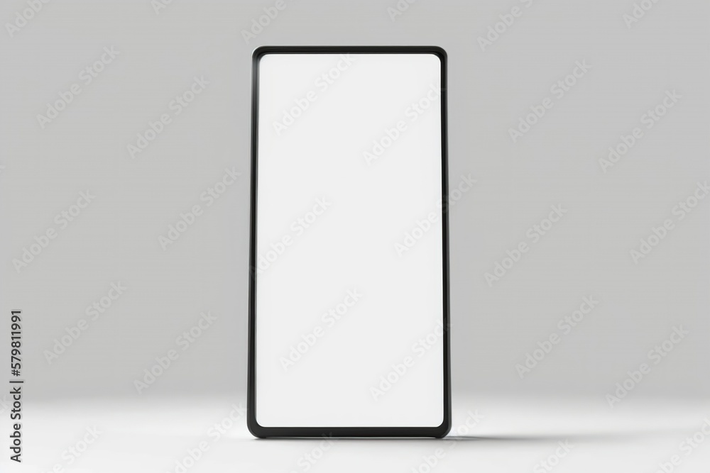 Close-up of a modern smartphone with an empty white screen on a white background, phone isolated on white background Close-up of a modern smartphone with an empty white screen on a white background, phone isolated on white background