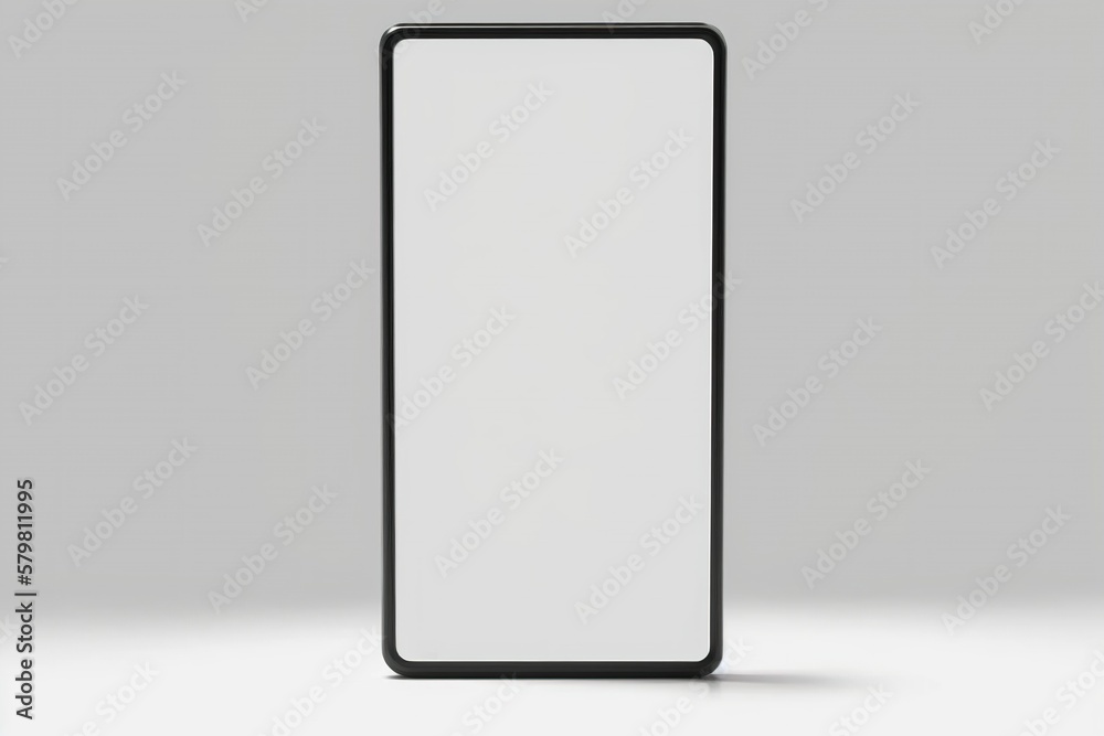 Close-up of a modern smartphone with an empty white screen on a white background, phone isolated on white background Close-up of a modern smartphone with an empty white screen on a white background, phone isolated on white background