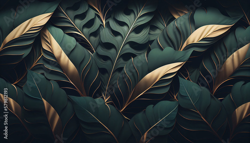 Textura Pattern Tropical Folhas IA Generativa photo