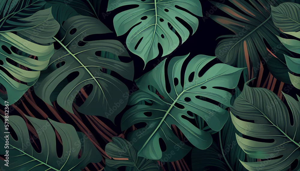 Textura Pattern Tropical Folhas IA Generativa Textura Pattern Tropical Folhas IA Generativa