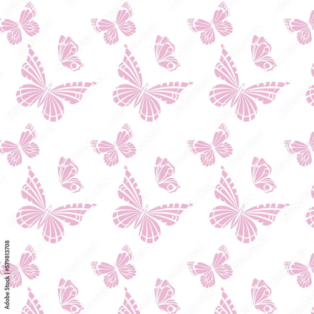 Pink butterflies on a white background.