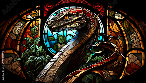 snake in the style of stained glass