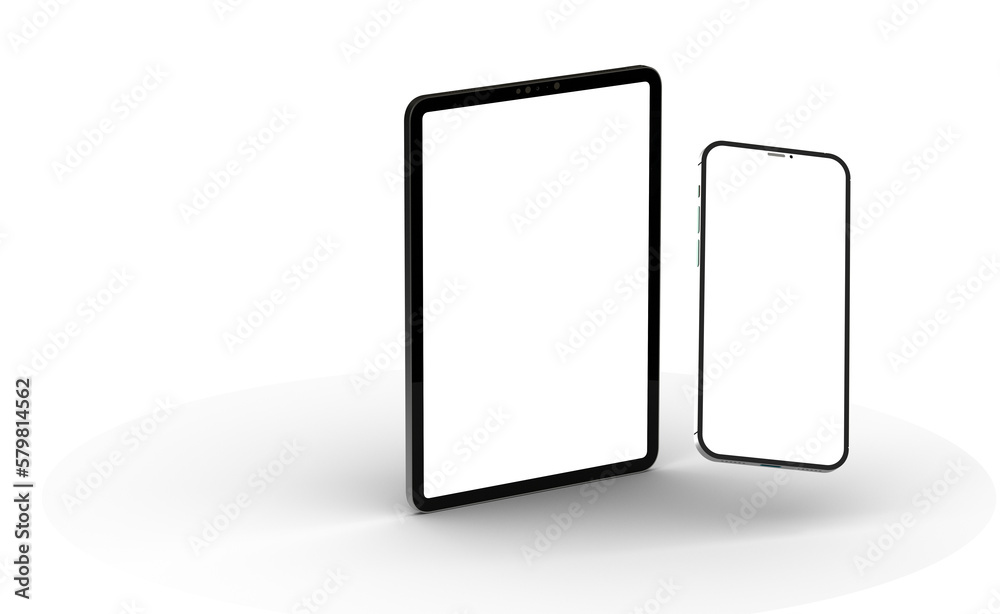 Black tablet computer with blank screen, isolated on white background Black tablet computer with blank screen, isolated on white background