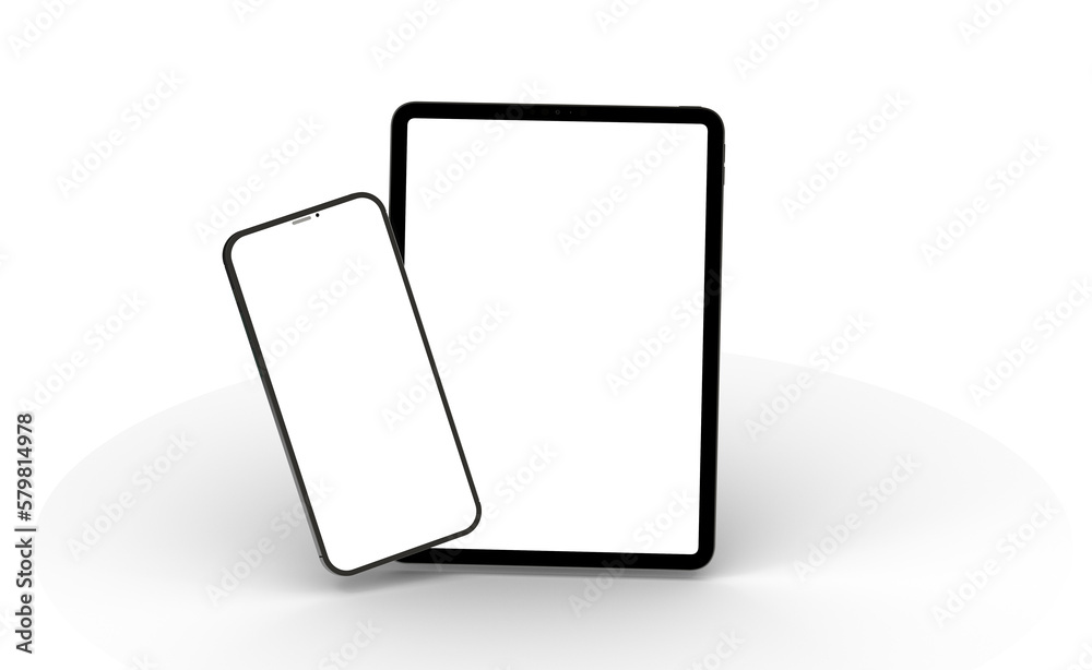Black tablet computer with blank screen, isolated on white background Black tablet computer with blank screen, isolated on white background