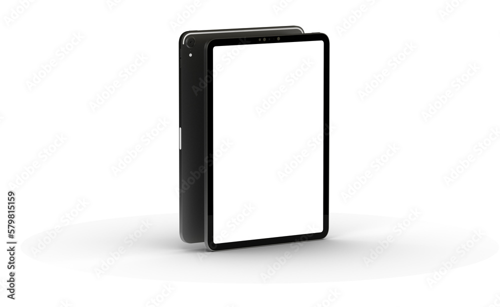 Black tablet computer with blank screen, isolated on white background Black tablet computer with blank screen, isolated on white background